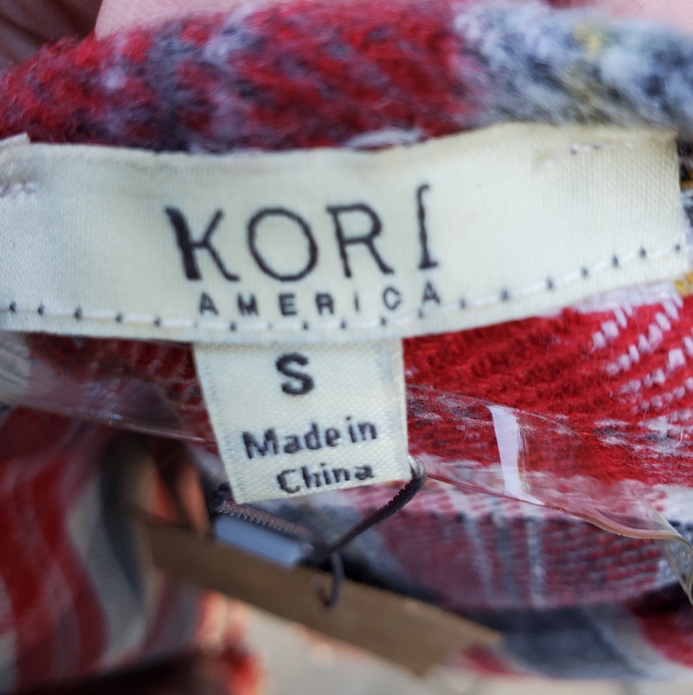 Kori America Red and Gray Plaid Flannel Wrap NWT - Picture 12 of 12